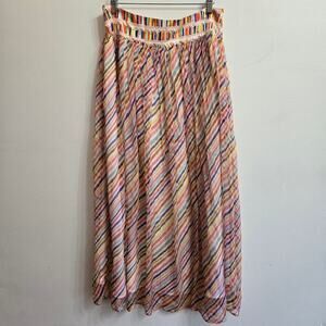 NWT Anthropologie Celia B Pilar Shimmer Silk Maxi Skirt L Sheer Boho Metallic